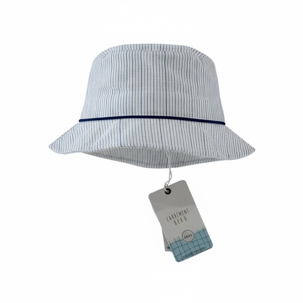 CARREMENT BEAU - SUN HAT - COTTON -  WHITE/BLUE - NWT